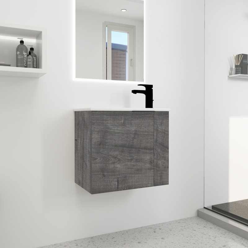 Bathroom Vanity with Sink, Plaid Gray Oak