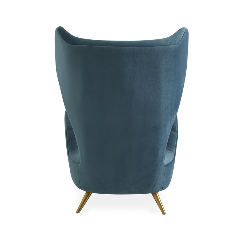 Milano Wing Chair, Bergamo Aegean, Brass