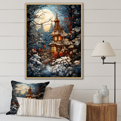 «Calm Retreat Cottage In Winter II», art mural paysage d'hiver