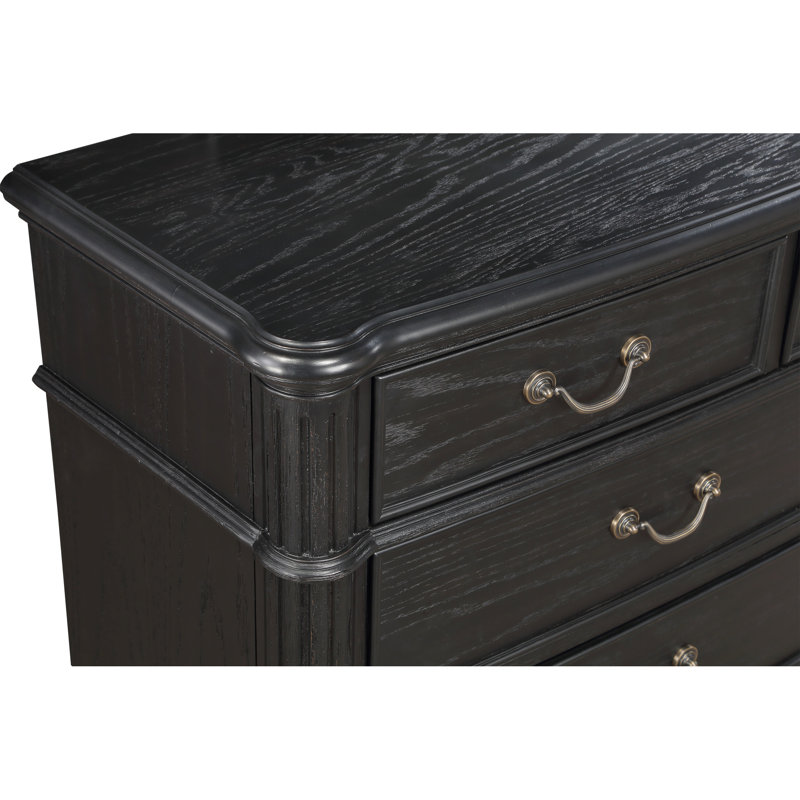 Table de chevet 3 de couleur grise avec finition noire et quincaillerie en métal