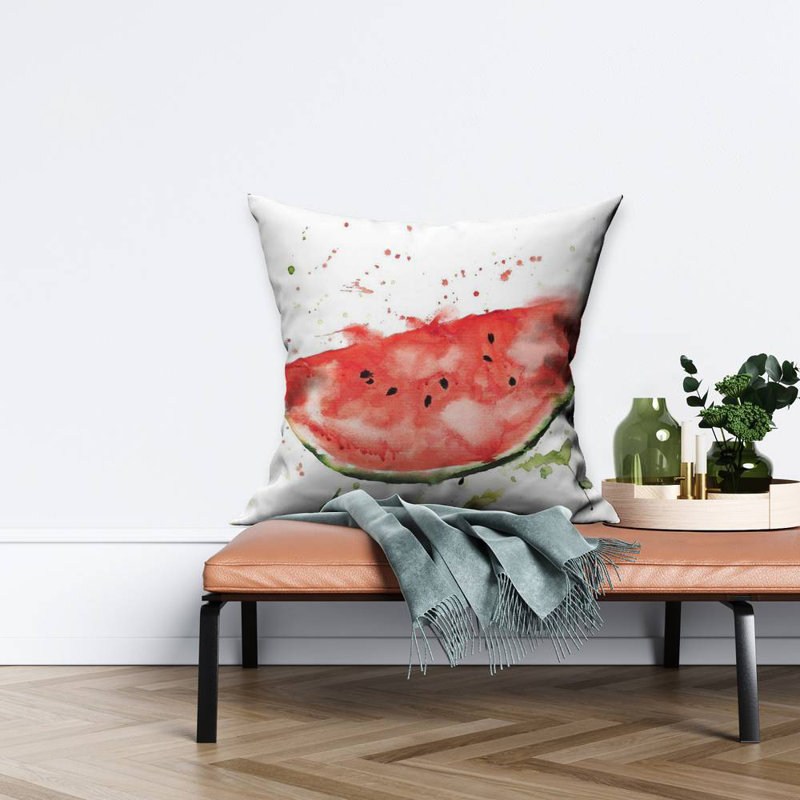 Watermelon slice - 26"x26" Throw pillow - Poly twill - Print on demand, 26'' x 26'', Polyester/Polyfill