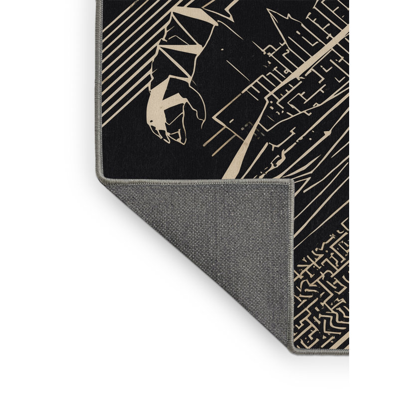 Soft Plush Dunklin Berserker Warrior Modern Abstract Area Rug in Gray – Gray Binding, 8x10