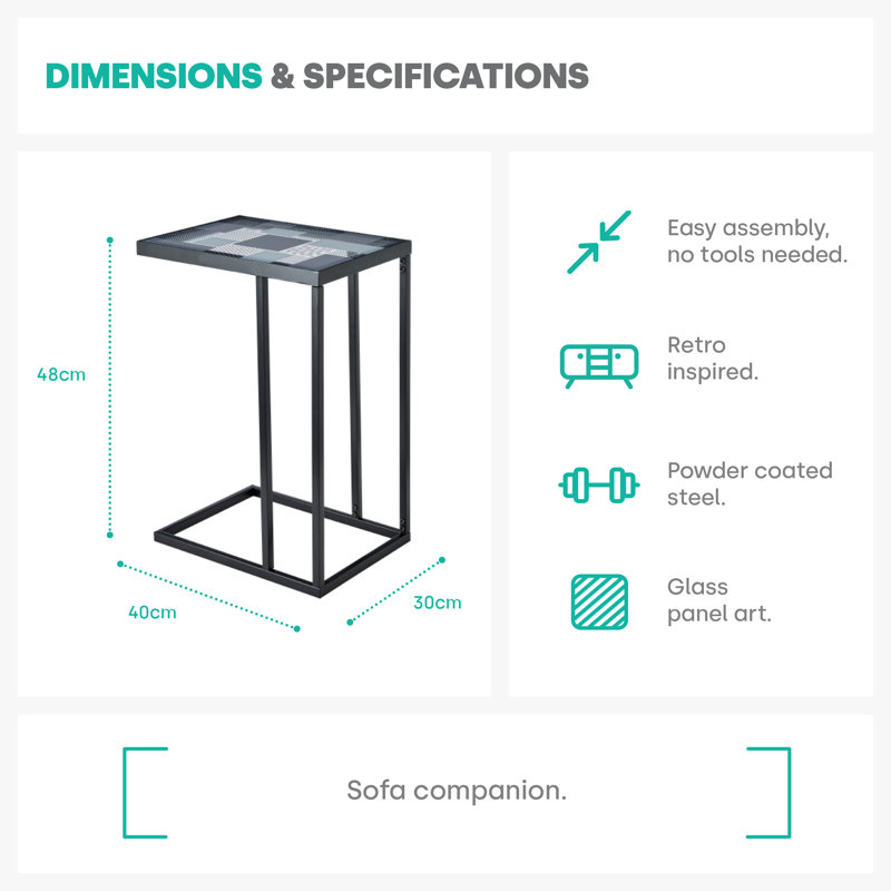 Kavic Glass Top Frame End Table