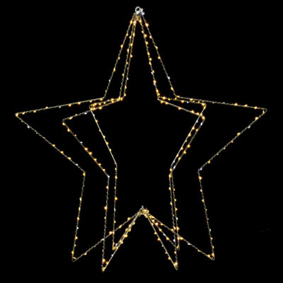 Latitude Run® 180 lights x 18" Warm White LED Five Point Star Steel Wire Silhouette Light.