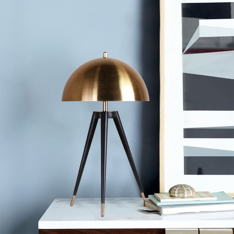 Dillard 1-Light Black Table Lamp With A Gold Metal Shade