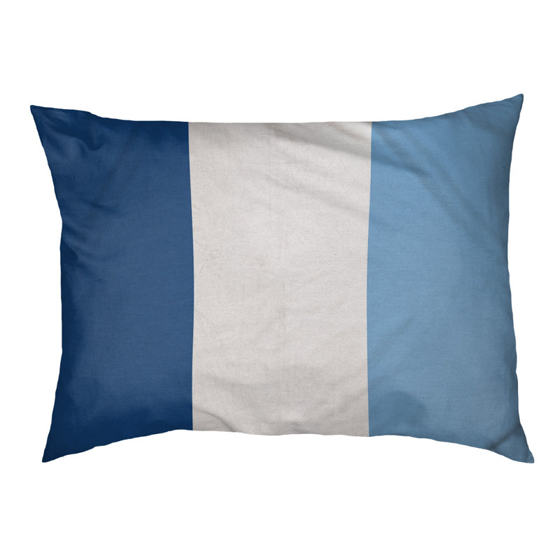 Coussin rectangulaire designer Kansas City, Bleu royal / blanc / bleu poudre, Petit (L 18 po x l 28 po)