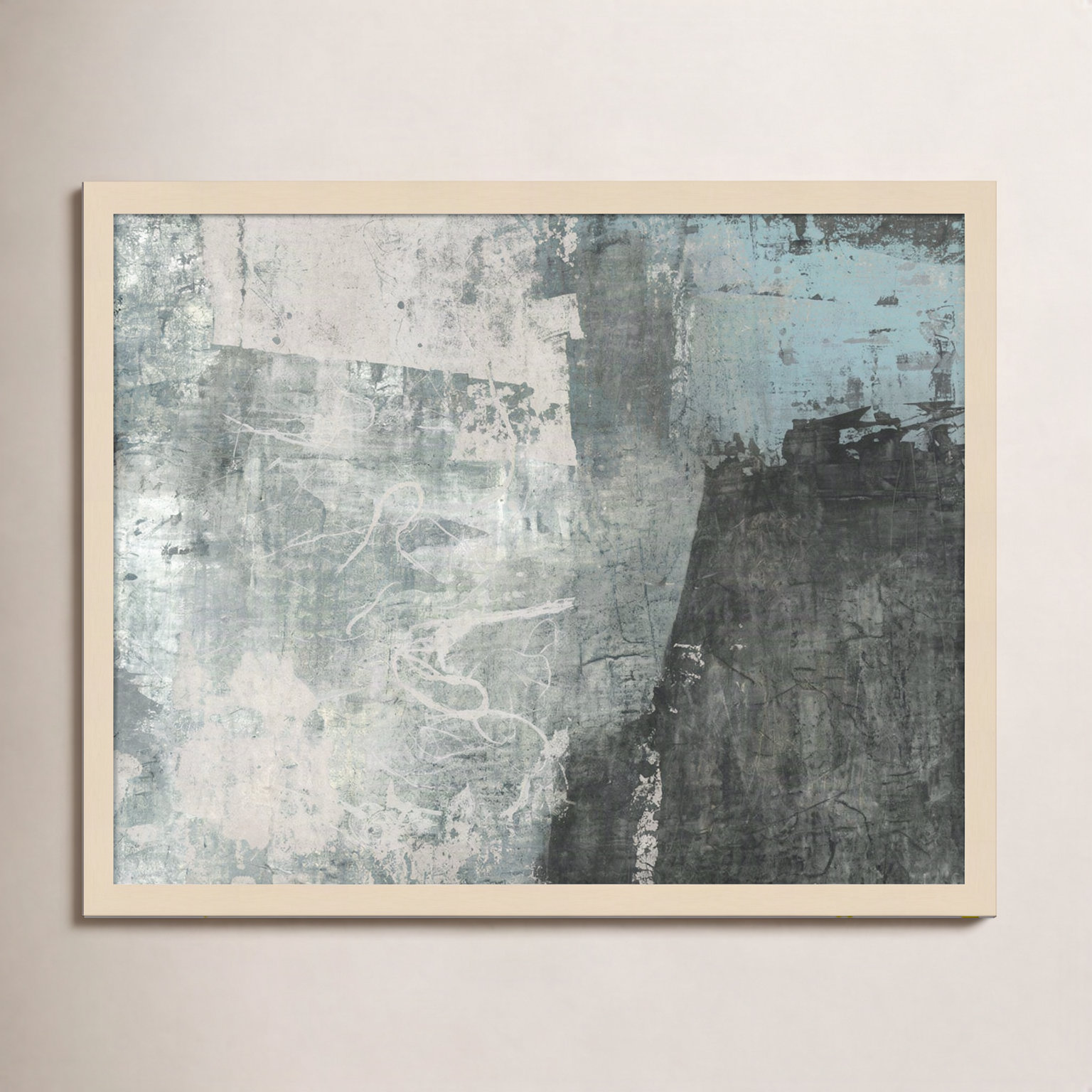 Fresno "Black and Grey and Blue I" Print, 21" H x 25" W, Brown