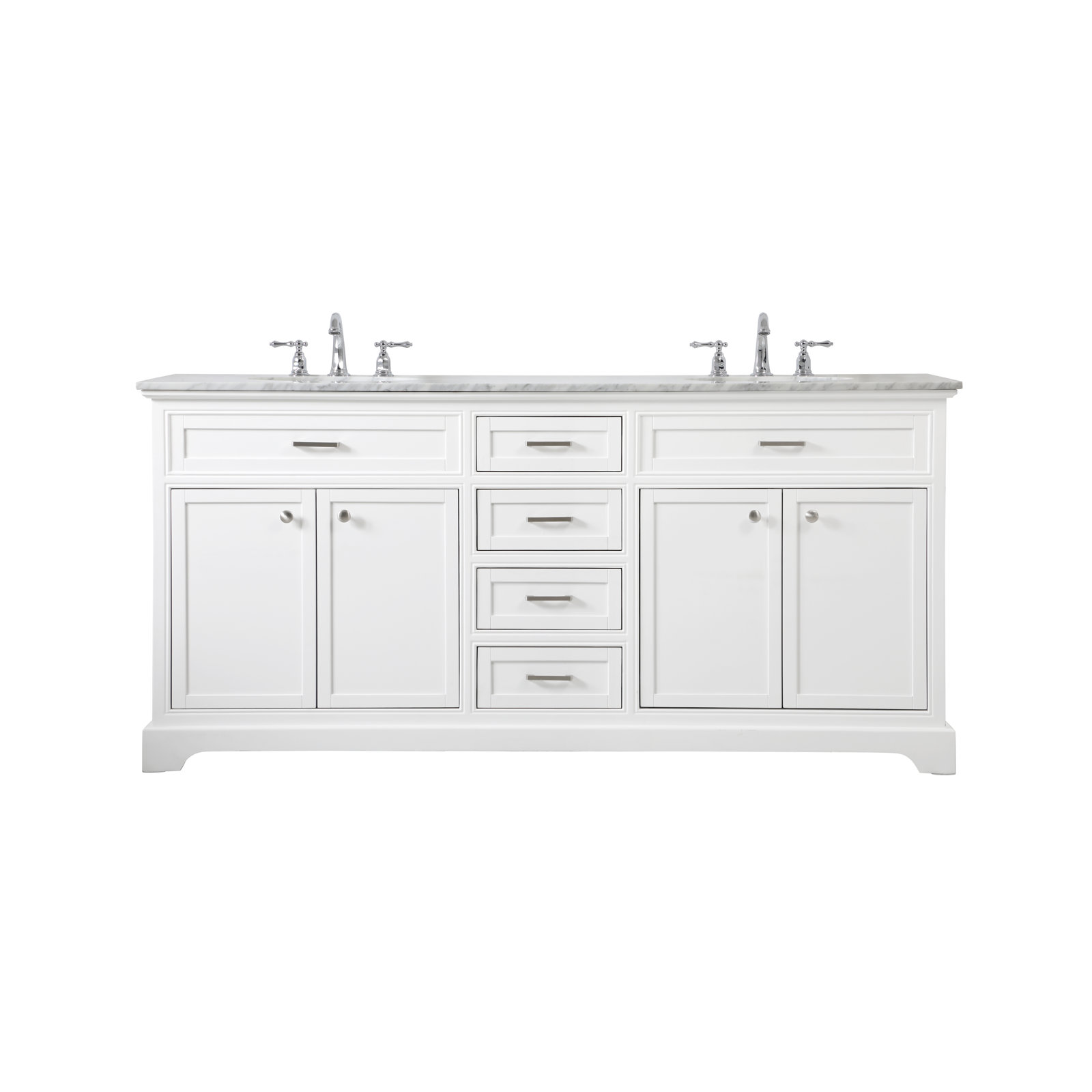 Hermes 72'' Double Bathroom Vanity, White, Carrara White Gray