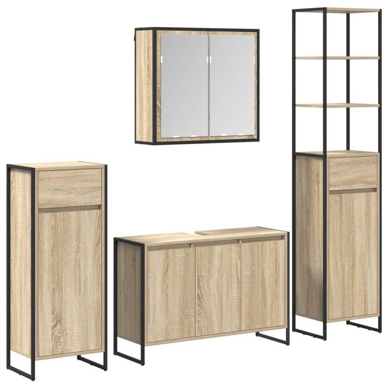 Vanity & Mirror Set, Light Wood