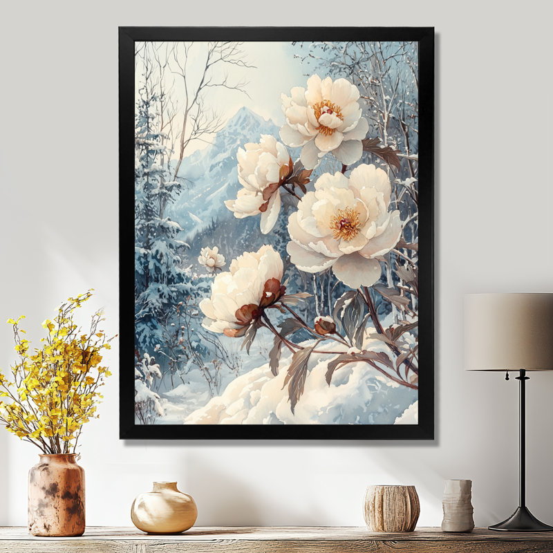 Berkley - Floral Wall Art Living Room, H 40 po x l 30 po, Picture Framed, Noir, noir, noir, noir