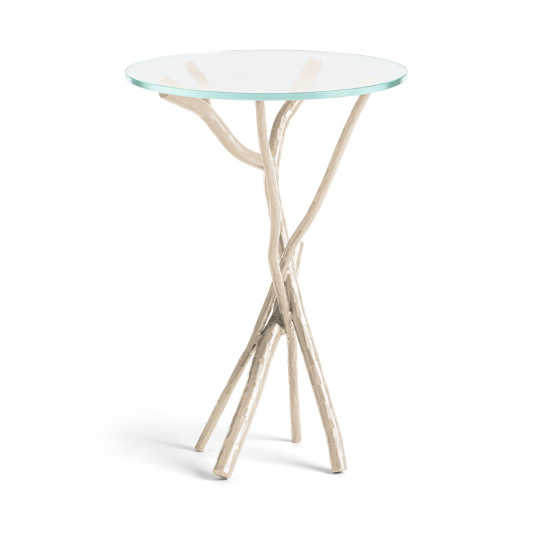 Brindille Glass Top Accent Table, Soft Gold