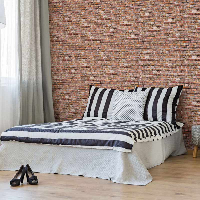 Red Brick Texture Removable Wallpaper 8331, 10.5' L x 2' W