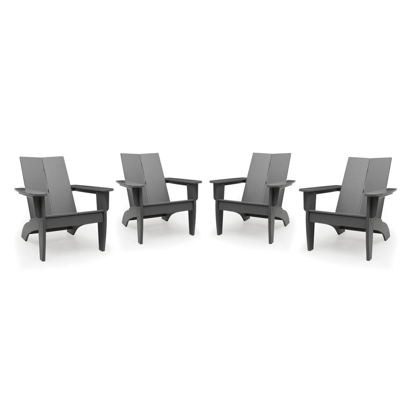 Chaises Adirondack modernes en PEHD d'extérieur Aulika, Gris