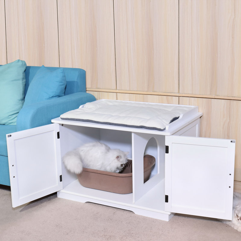 Enceinte de litière en bois Ascensin, Blanc
