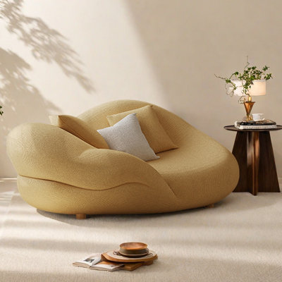 Chaise longue en bois massif et lin de luxe