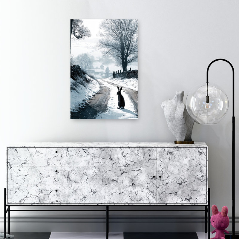 Hare on Snowy Road, H 36 po x l 24 po