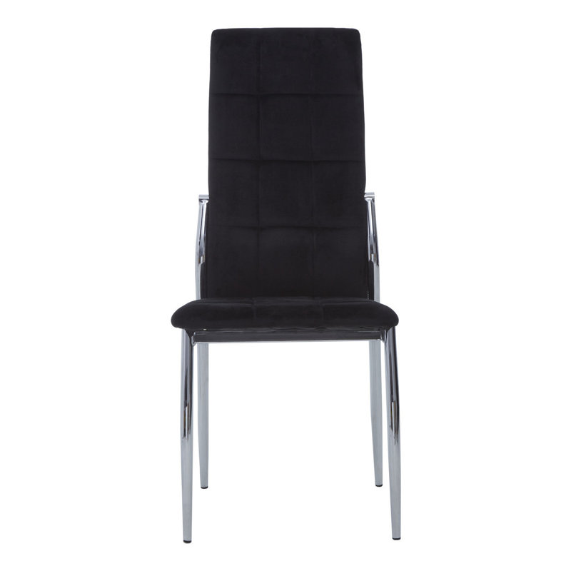 Elsberry 45cm H Tufted Velvet Upholstered Side Chair, Black