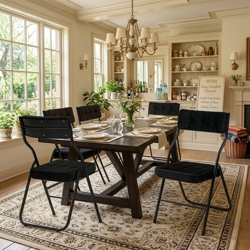 Ensemble de 4 chaises pliantes rembourrées - Chaises de salle à manger rembourrées portables pour les invités