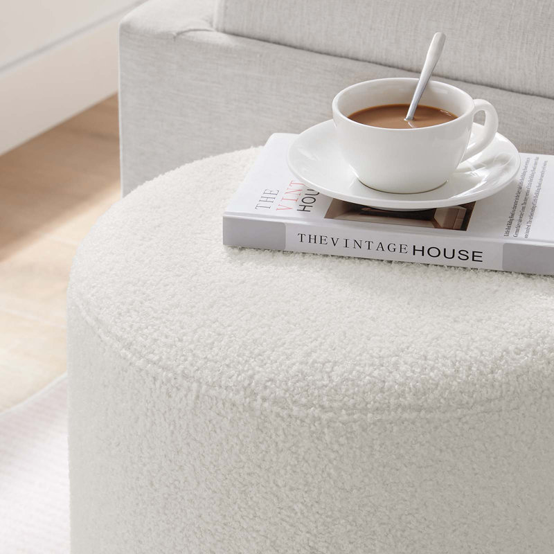 Modway Tilden Upholstered Ottoman, Ivory Fabric