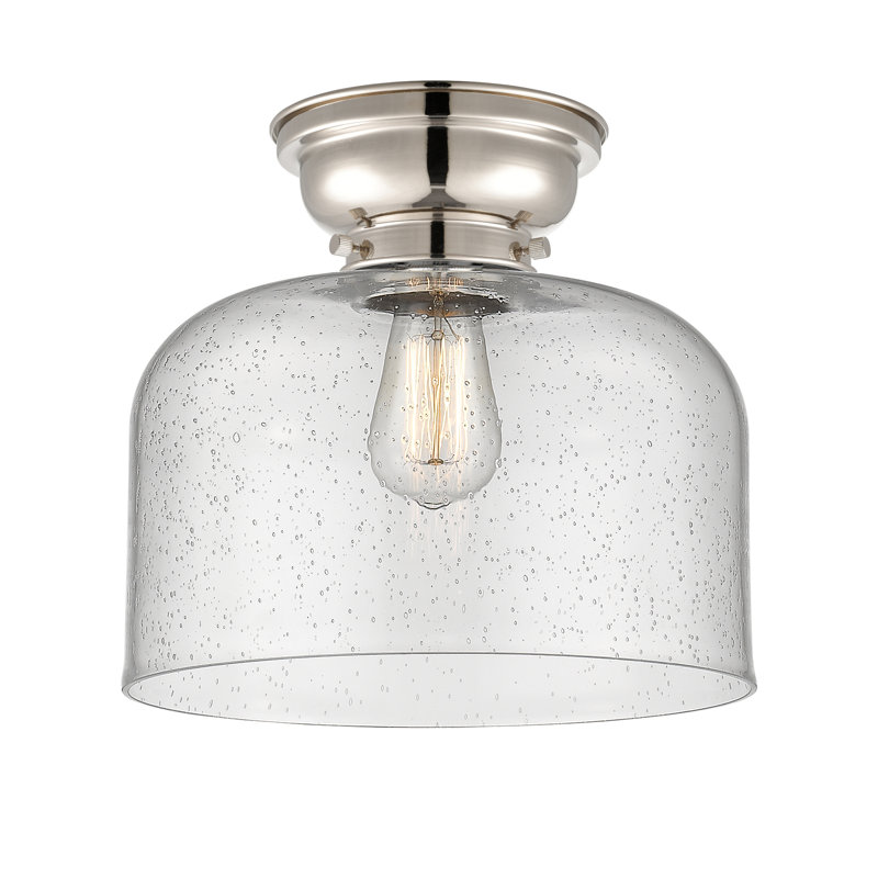 Plafonnier encastré 12 lumières 1 lumière Donaldson, Grainé, Nickel poli, Ampoule à DEL rétro de 6 watts