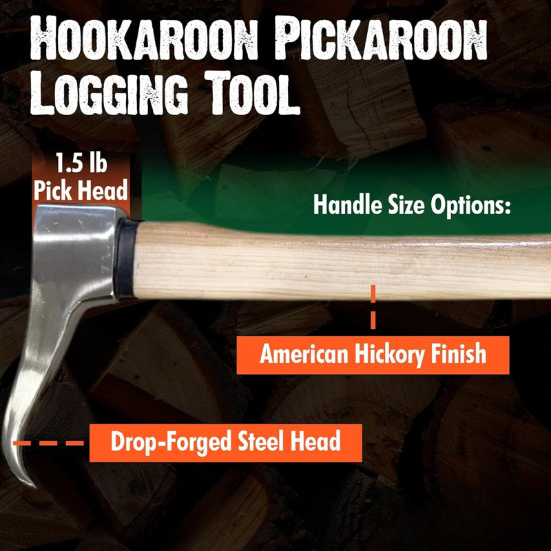 Platinum Pickaroon Logging Tool – 28" Heavy Duty Log Roller & Hookaroon with USA Hickory Handle,orestry, Firewood & Lumber Handling Tool,Drop Forged Steel Head for Dragging & Stacking Logs