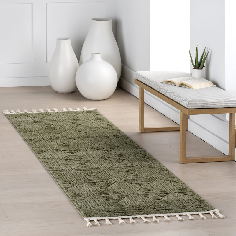 Forland Textured Geometric Tasseled Area Rug, Runner 2'8" x 8'