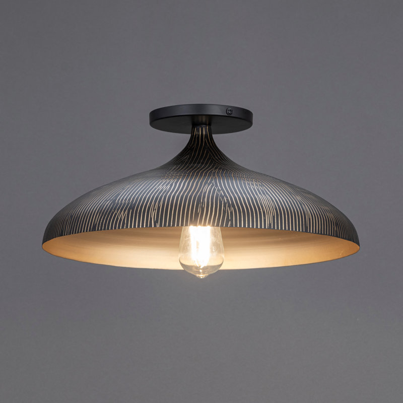 Fleur-Flush Mount, Black/Gold