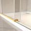 Porte de douche coulissante sans cadre, verre trempé transparent de 5/16 po (8 mm), cadre en acier inoxydable, or brossé