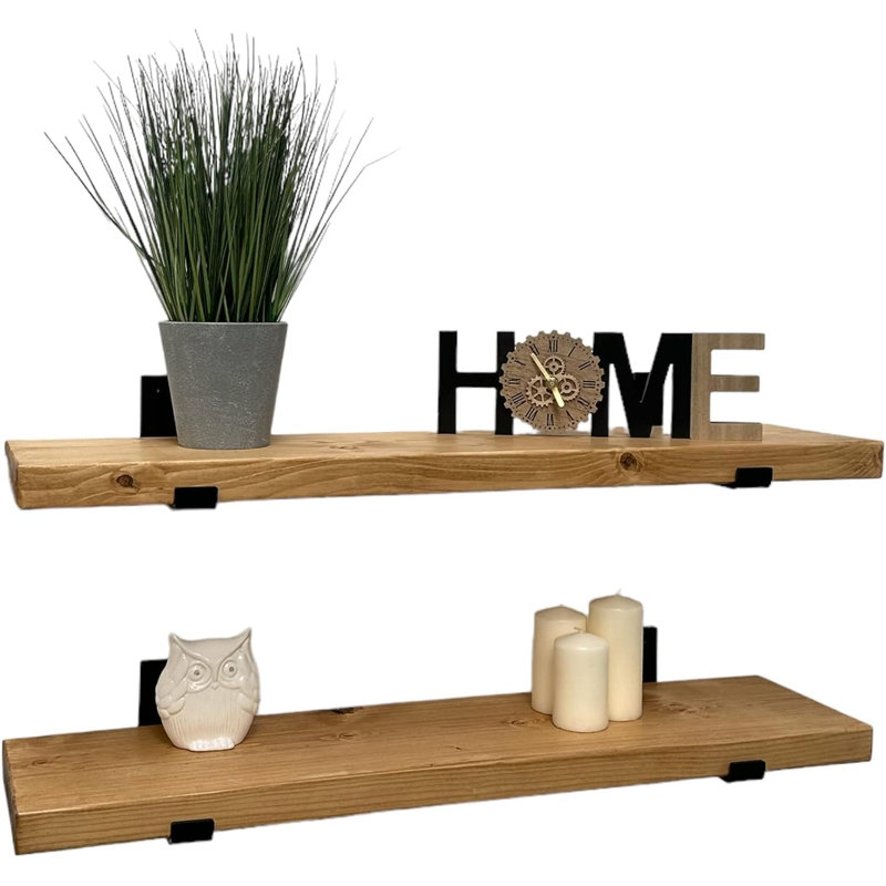 Vaasa 2 Piece Wood Floating Shelf, Antique Pine, 4cm H x 100cm W x 22cm D