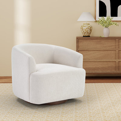29.7'' Wide Modern Soft Space-Saving Linen Upholstered Swivel Accent Chair