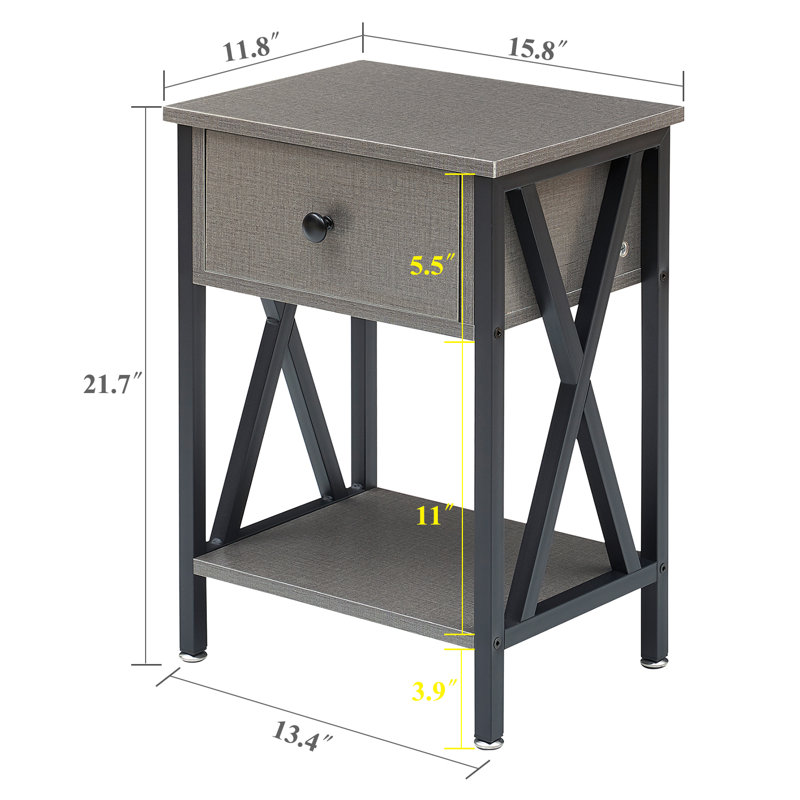 Demmer End Table with Storage, Hemp Gray