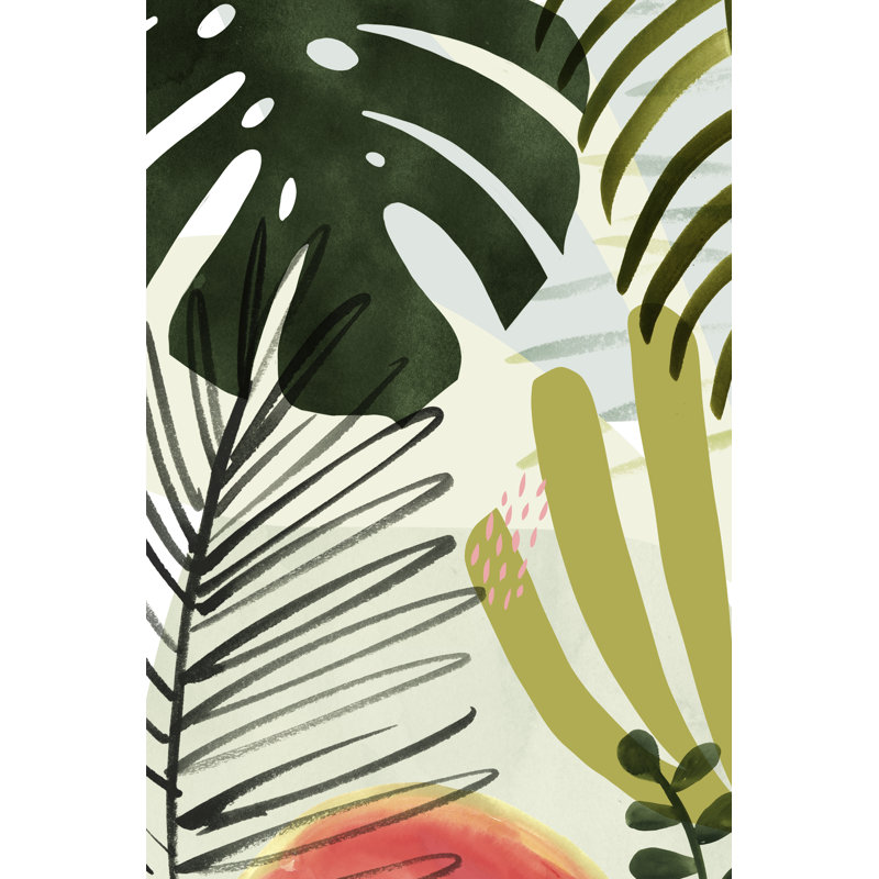 Flamingo Forest Collection B by Victoria Borges - Painting on Canvas, 30cm H x 20cm W, Wrapped Canvas