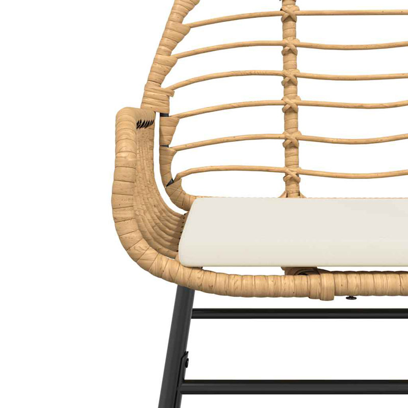 Patio Dining Set With Cushions Poly Rattan Glass, 29.1" H x 31.5" W x 31.5" L, White/Brown, 4