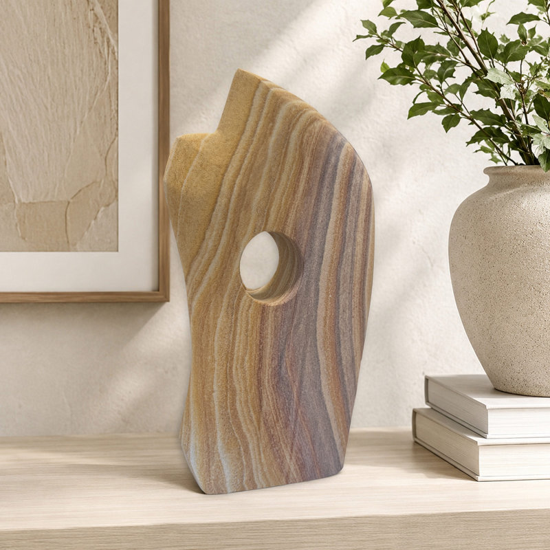 Cyclops Stone I - objet décoratif grès arc-en-ciel sculptural - accent de table