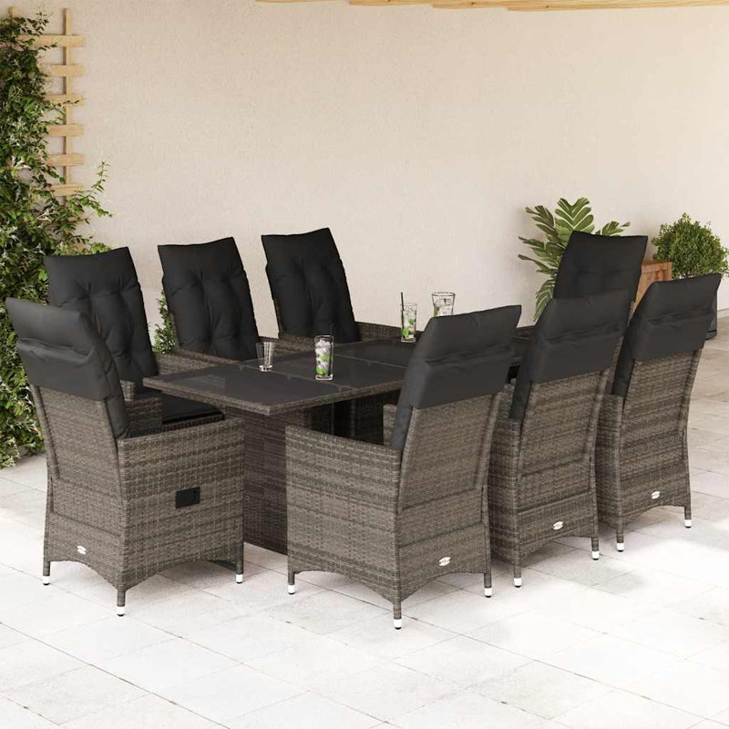  Garden Dining Set Grey, Dark Grey, Brown, Dark Gray, 8