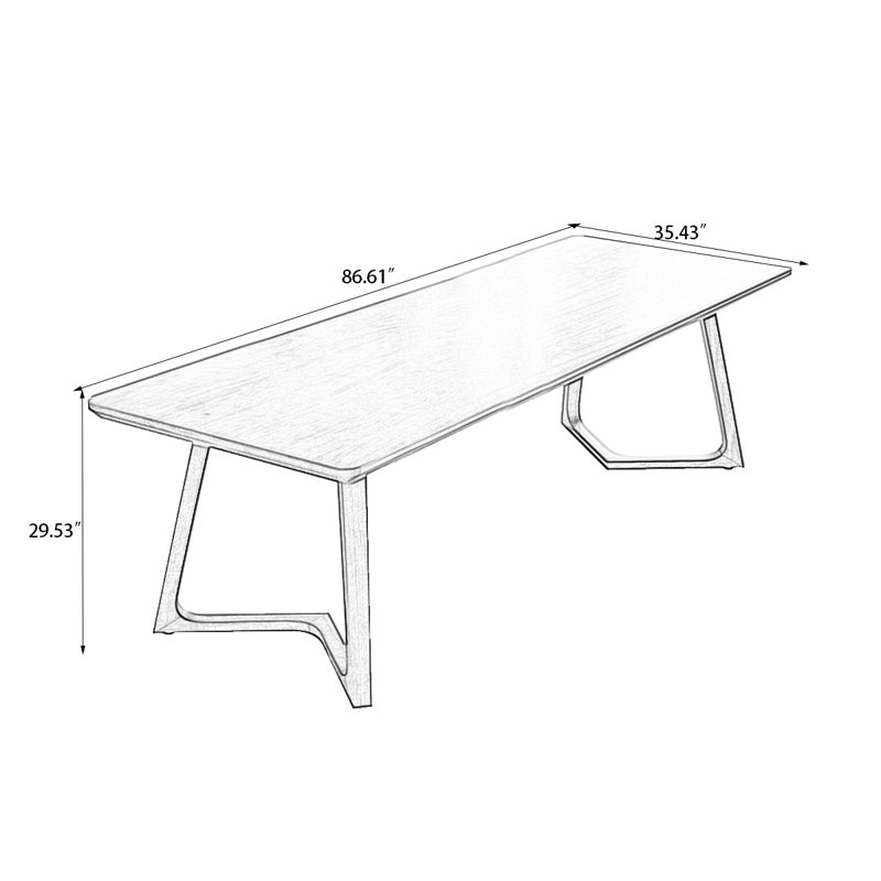 Brown Rectangle Solid Wood Dining Tables, 29.53"H x 86.61"L x 35.43"W