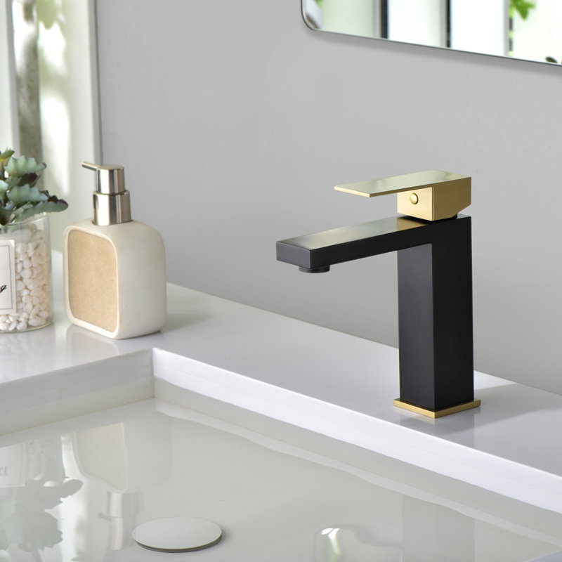 Single-handle Bathroom Faucet, Black/Gold