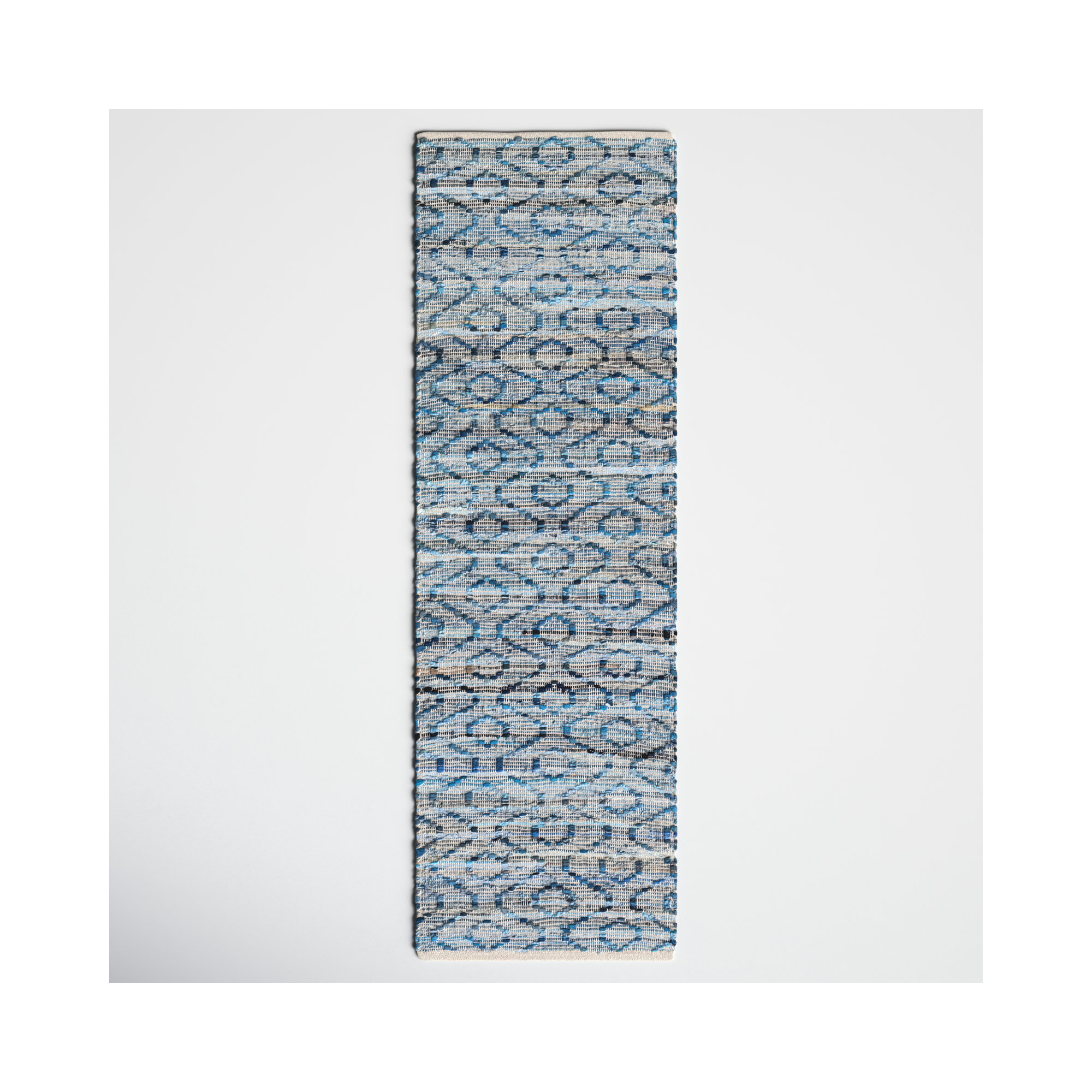 Denyer Handmade Recycled P.E.T Tan, Beige, Dark Blue, Blue, Light Blue Rug, Runner 2'6" x 8'