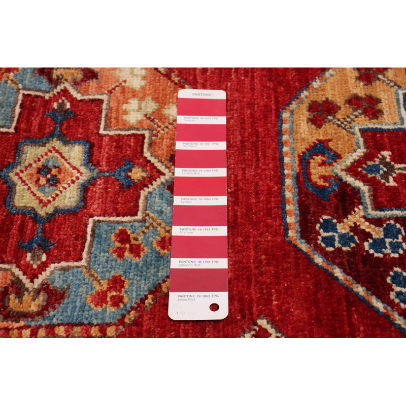 Tapis de couloir rouge nouvel âge en laine 2 pi 9 po x 10 pi Zaylan