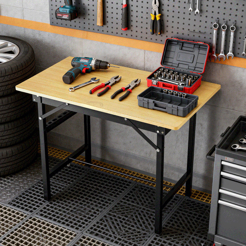 Établi pliable pour le garage P 24 po x l 39 po, table à outils d'une capacité de 220 lb avec support en forme de H et grand plateau de table