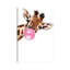 Sneaky Giraffe Blowing Bubble Gum by Big Nose Work - Print on Canvas-50019308-56677155