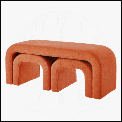 Set of 3 U-Shaped Modern Bench and Ottoman Stools for Entryway, Bedroom, and Living Room Extra Seating, 44+18 Inch - Versatile and Comfortable