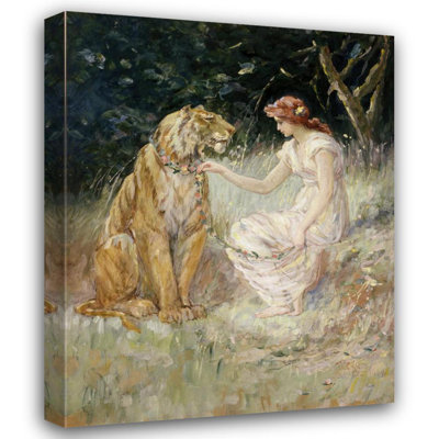 «Lady and the Tiger» par Frederick Stuart Church - Art mural sur toile tendue avec châssis