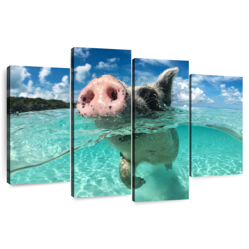 Swimming Pig, 54" H x 84" W