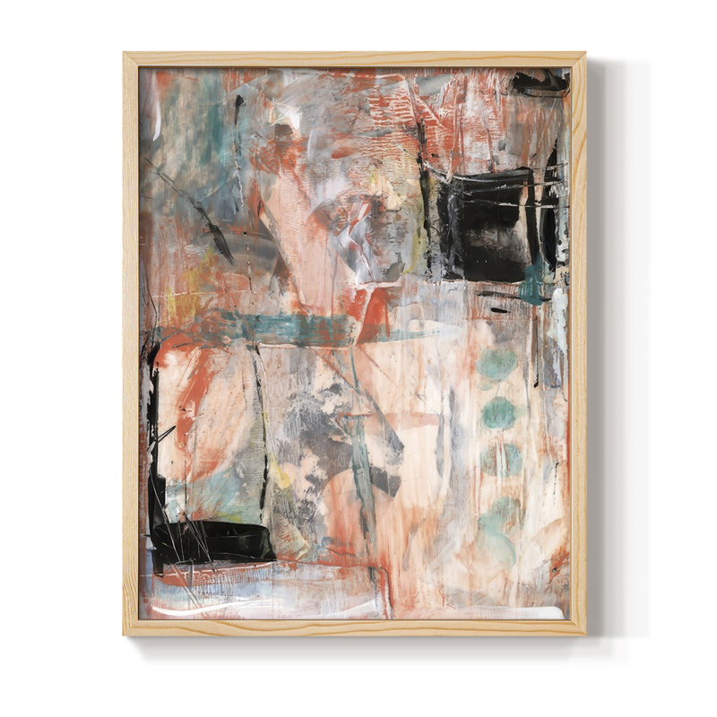 «Tangerine & Teal II», reproduction encadrée - bois massif, H 30 po x l 24 po, Naturel
