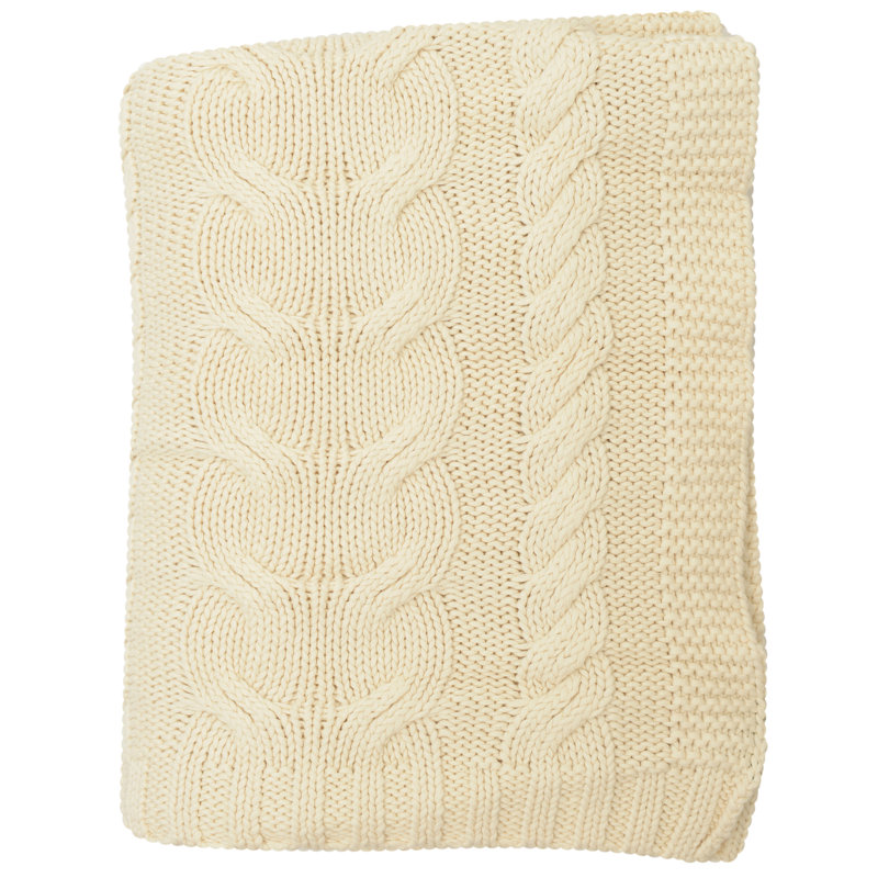 Chunky Braid Knitted Throw Blanket, Natural