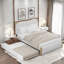 Lit plateforme tapissier avec pieds de support en bois et lit gigogne simple Madilyne-2008956542-2008956543