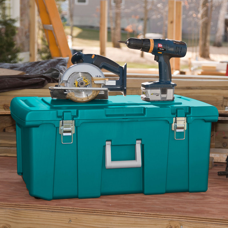 Sterilite Wheeled Footlocker, Plastic Utility Storage Container, 1, Teal