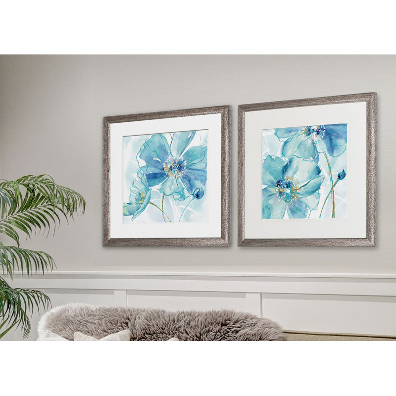 « blue spring », ensemble de 2 reproductions encadrées, Cadre brun