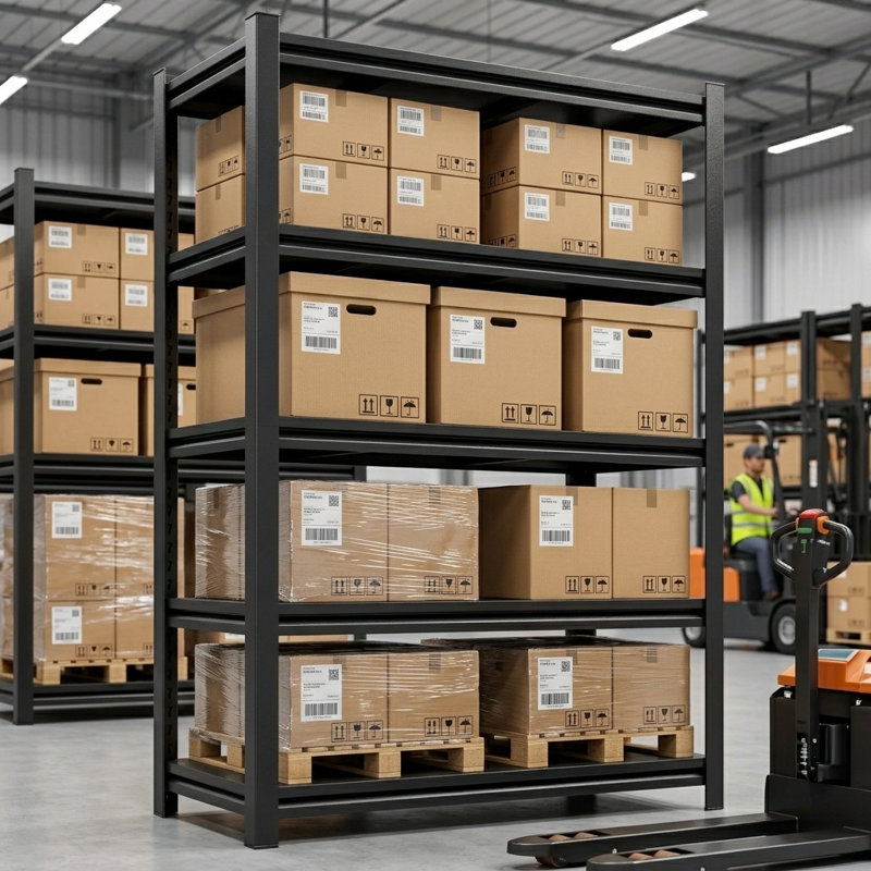 Étagère de rangement pour garage à 78 niveaux H 78 po, support réglable en métal robuste, organisateur autoportant pour entrepôt, sous-sol, buanderie et garde-manger, noir